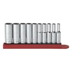 10 PC. 1/4" DRIVE 12 POINT DEEP SAE SOCKET SET-APEX/COOPER-329-80309D