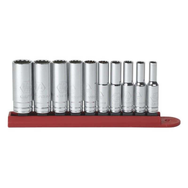 10 PC. 1/4" DRIVE 12 POINT DEEP SAE SOCKET SET-APEX/COOPER-329-80309D