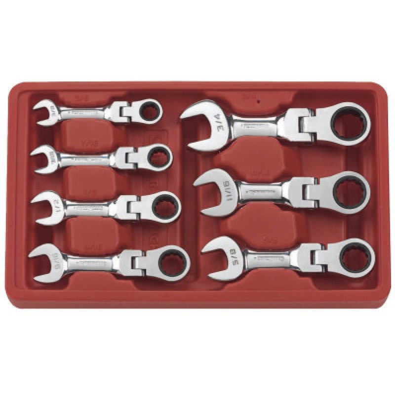 7PC SAE STUBBY FLEX RATCHETING WRENCH SET-APEX/COOPER-329-9570