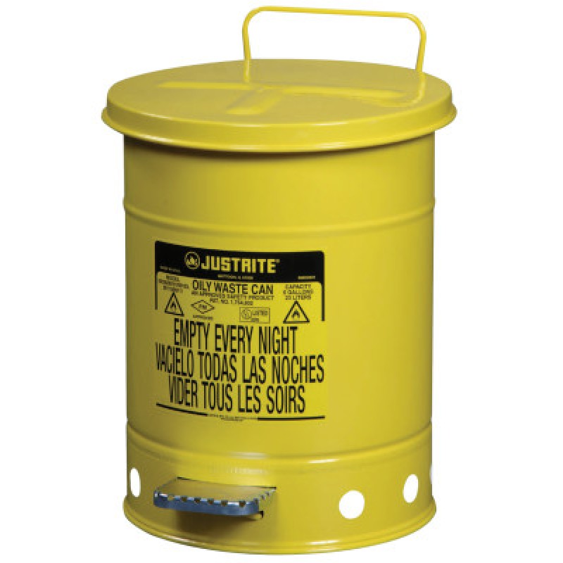 6 GALLON YELLOW OILY WASTE CAN-JUSTRITE MFG CO-400-09101