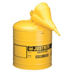 5 GALLON YELLOW TYPE I SAFETY CAN W/POLY FUNNEL-JUSTRITE MFG CO-400-7150210