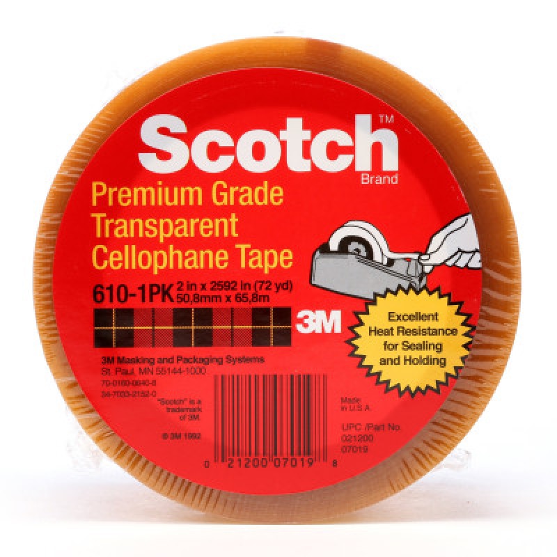 SCOTCH PREMIUM CELLOPHANE TAPE 610 1" X72 YD-3M COMPANY-405-021200-07020