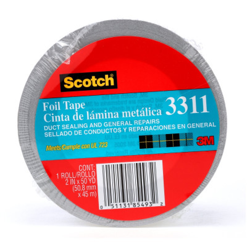 SCOTCH FOIL TAPE 3311 SHINY SILVER 2"X50 YDS-3M COMPANY-405-051131-85493