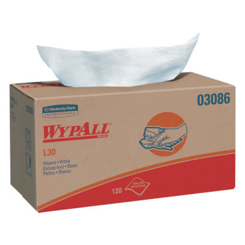 11"X10.4" WHITE WYPALL L30 ECONOMY WIPER 120/BOX-KCCJACKSON SAFE-412-03086