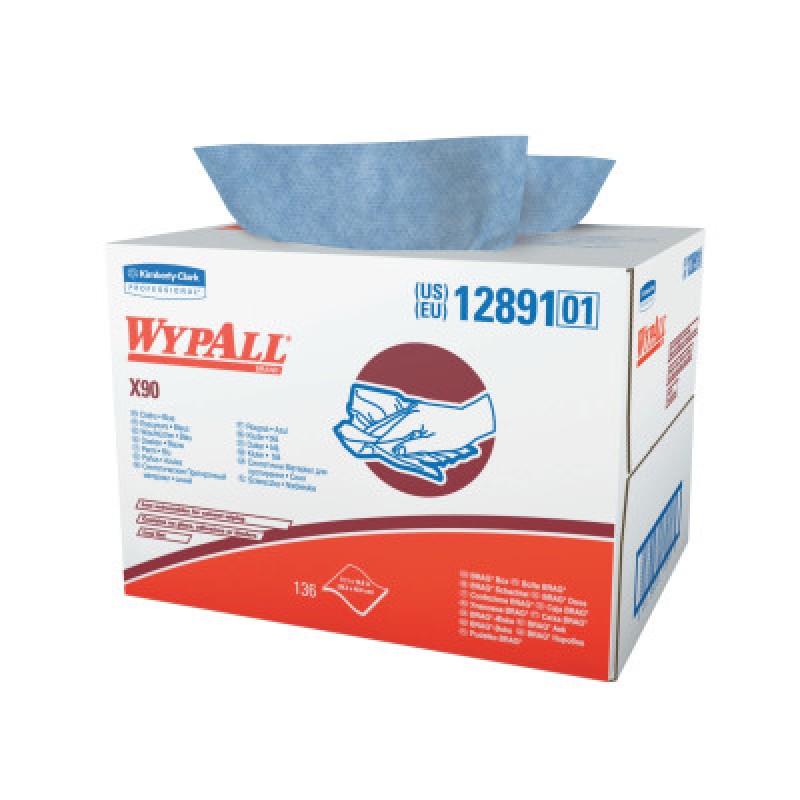 WYPALL X90 CLOTHS BRAG BOX BLUE 136 SHEETS-KCCJACKSON SAFE-412-12891