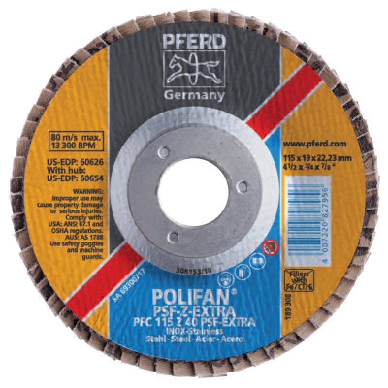 4-1/2 X 7/8 POLIFAN PSF-EXTRA ZIRC FLAT 40G-PFERD INC.-419-60458