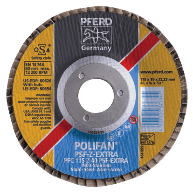 4-1/2 X 7/8 POLIFAN PSF-EXTRA ZIRC CONICAL 120G-PFERD INC.-419-60630