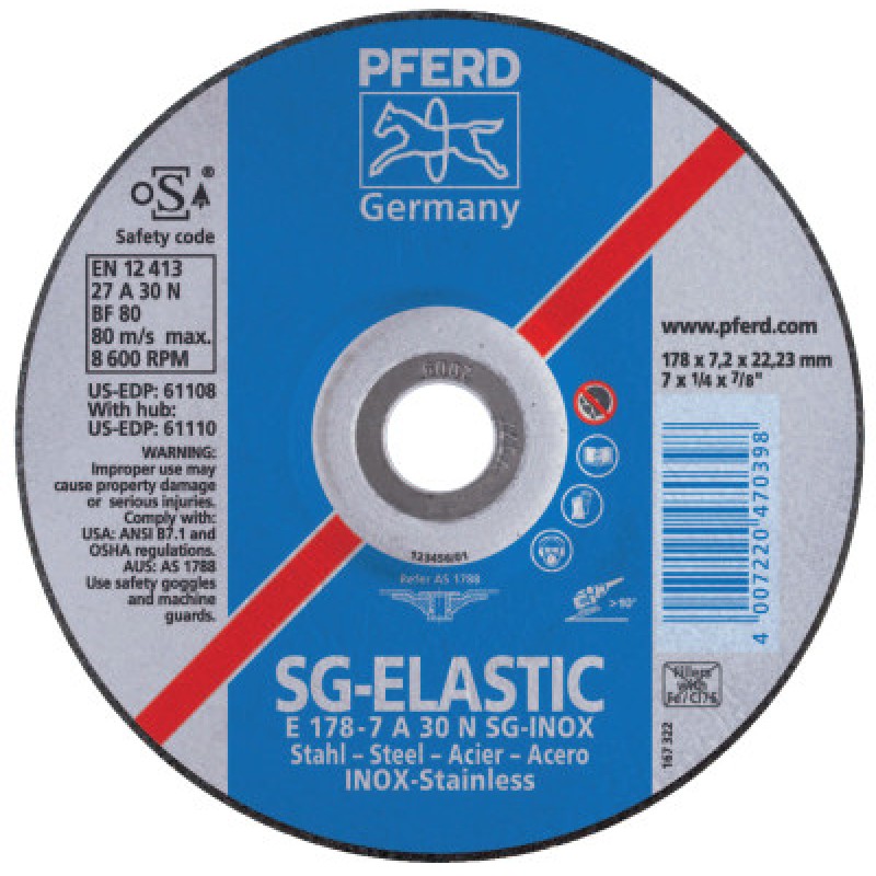 7 X 1/4 X 5/8-11 T27 GWA30 N SG-INOX-PFERD INC.-419-61110