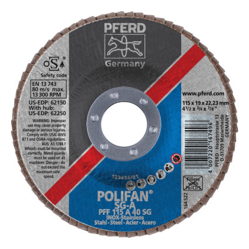 4-1/2 X 7/8 POLIFAN SG ALU OX FLAT 40G-PFERD INC.-419-62150