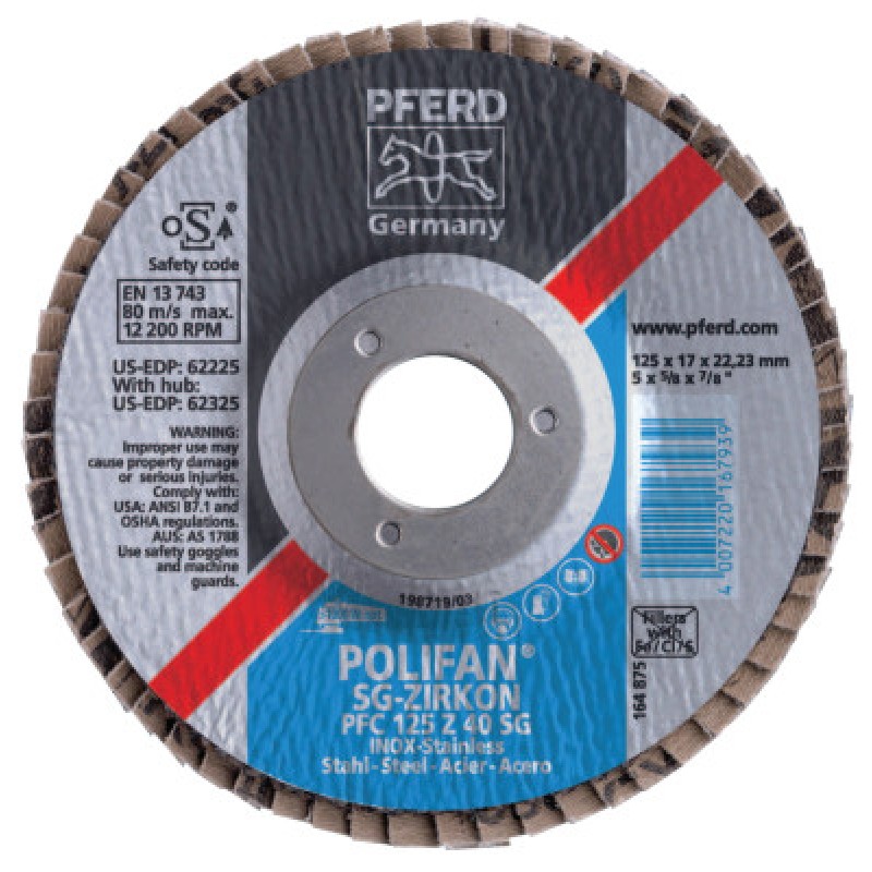 5 X 7/8 POLIFAN SG ZIRCFLAT 40G-PFERD INC.-419-62182