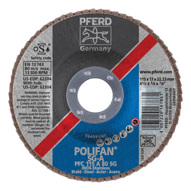4-1/2 X 7/8 POLIFAN SG ALU OX CONICAL 80G-PFERD INC.-419-62204