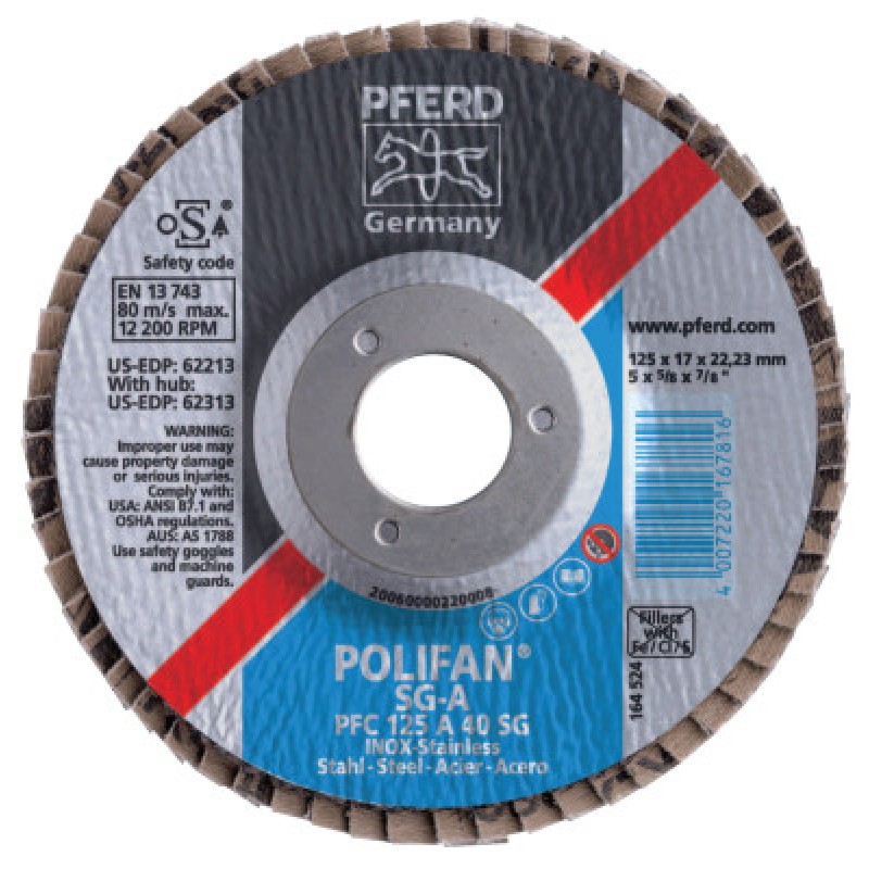 4-1/2 X 5/8-11 POLIFAN SG ZIRC CONICAL 60G-PFERD INC.-419-62323