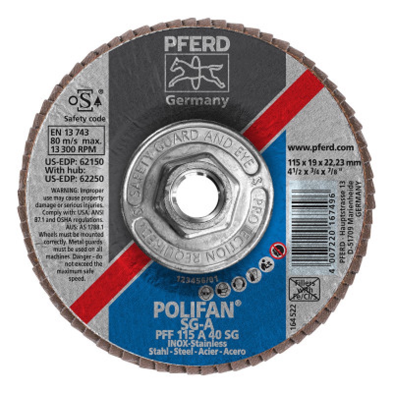 4-1/2 X 5/8-11 POLIFAN SG ALU OX FLAT 40G-PFERD INC.-419-62250