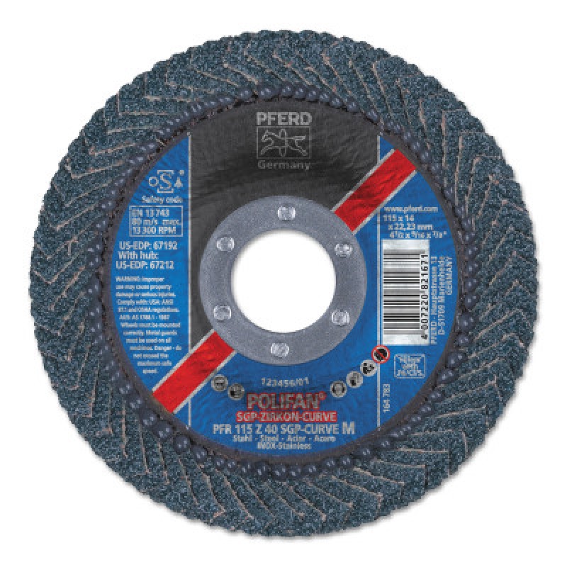 4-1/2 X 7/8 POLIFAN CURVE ZIRC ALUM MD RD 40G-PFERD INC.-419-67192