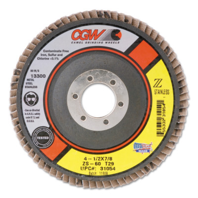 4-1/2X7/8 ZS-36 T29 REGSTAINLESS FLAP DISC-CGW CAMEL GRIND-421-31051