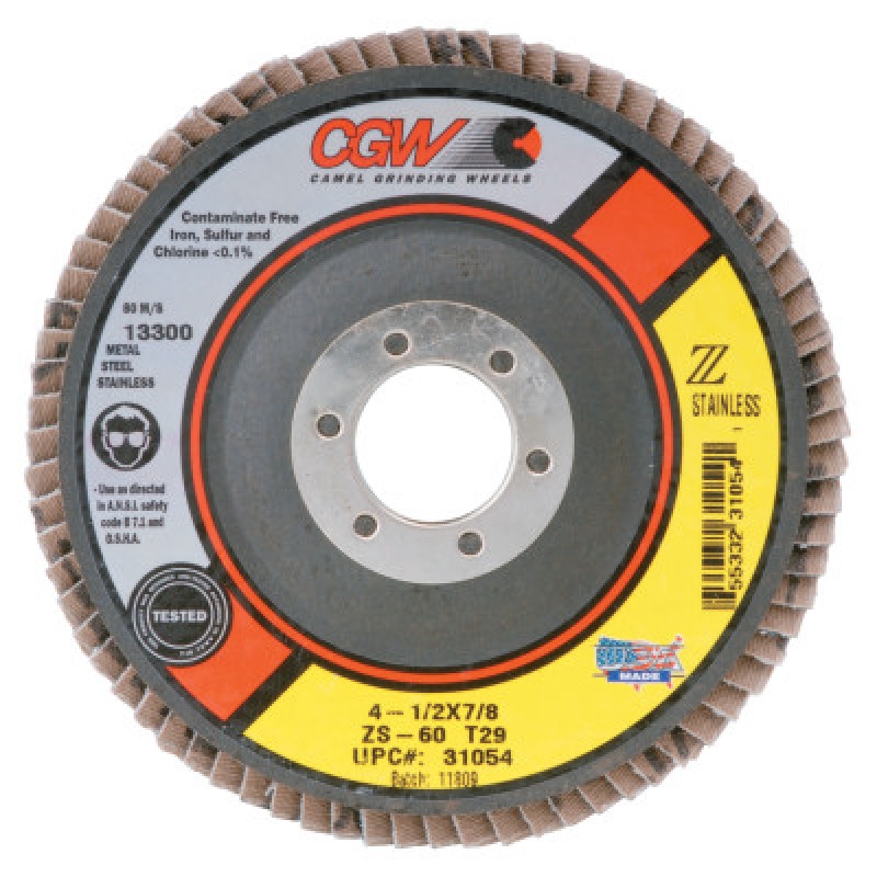 4-1/2X7/8 ZS-60 T29 REGSTAINLESS FLAP DISC-CGW CAMEL GRIND-421-31054