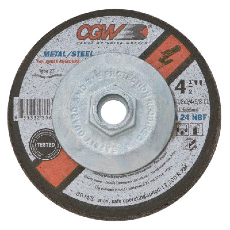 4-1/2X1/4X5/8-11 A24-N-BF STEEL T27 DP CT WHL-CGW CAMEL GRIND-421-35623