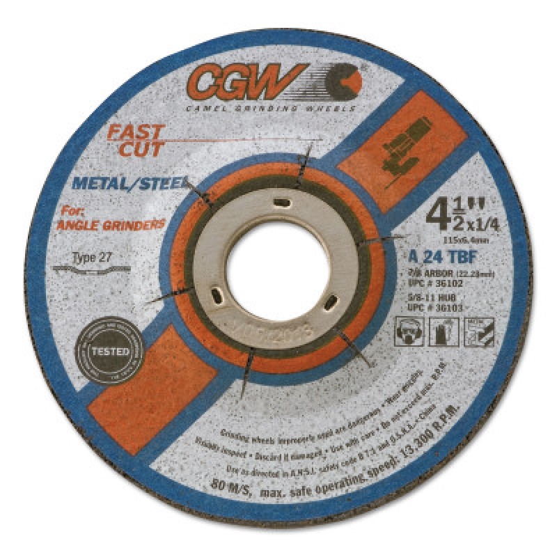 9X1/4X5/8-11 A24-R-BF STEEL T28 DP CT WHL-CGW CAMEL GRIND-421-35661
