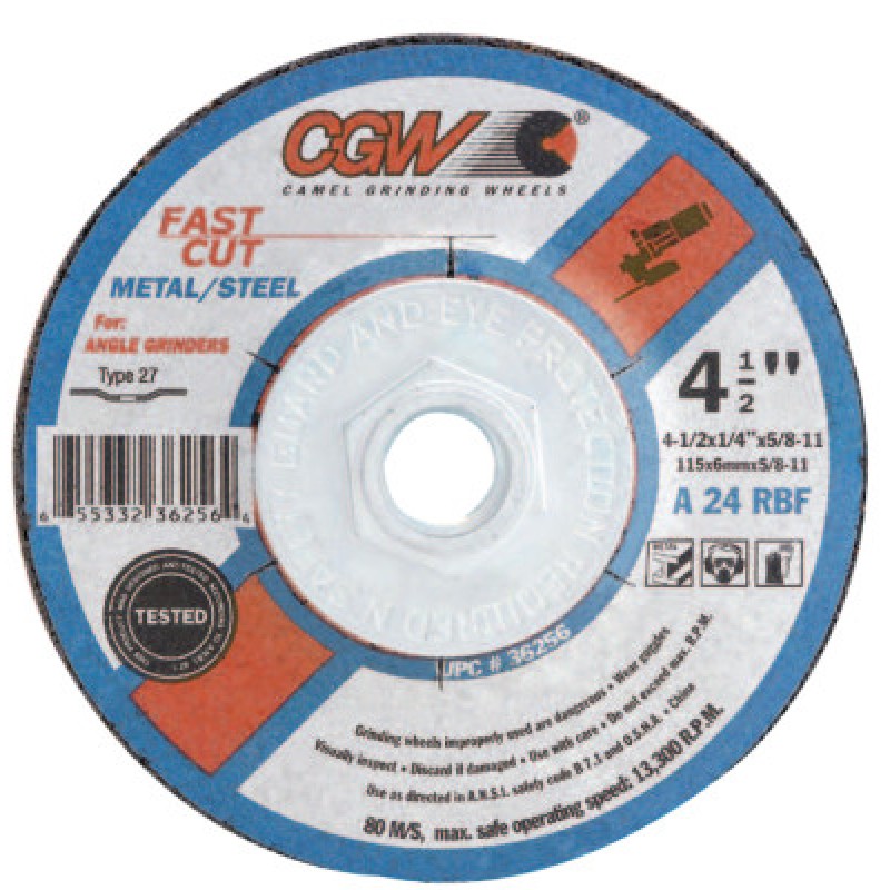 9 X 1/4 X 7/8 A24-R-BF STEEL T27-CGW CAMEL GRIND-421-36263
