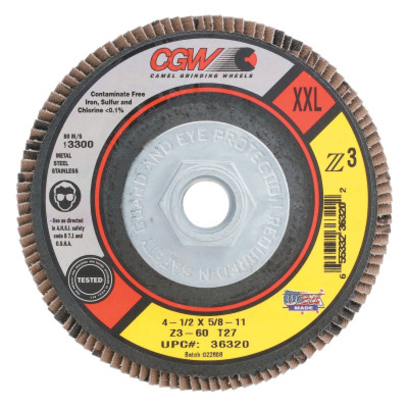 XXL Z3 FLAP DISC- T27- 60 GRIT-CGW CAMEL GRIND-421-36320