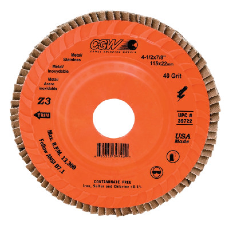 4-1/2" X 7/8" COMPACT Z3TRIMMABLE 40 GRIT-CGW CAMEL GRIND-421-39722