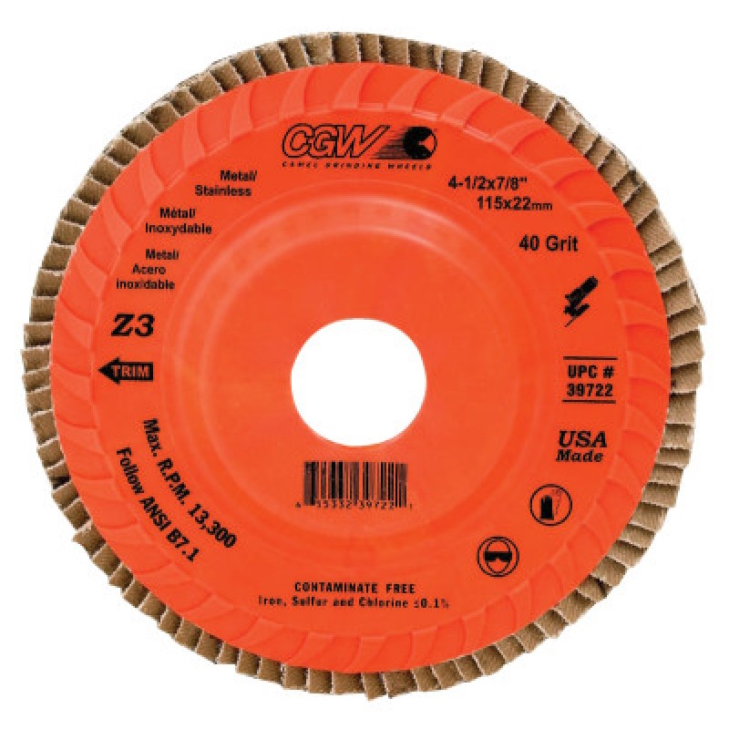 4-1/2" X 7/8" COMPACT Z3TRIMMABLE 60 GRIT-CGW CAMEL GRIND-421-39724