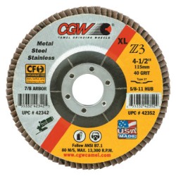 4-1/2X7/8 Z3-40 T27 XL100% ZA FLAP DISC-CGW CAMEL GRIND-421-42342