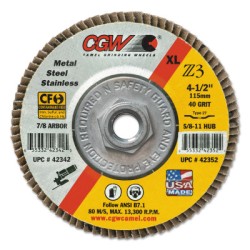 4-1/2"X5/8-11 Z3-120 T29XL 100% ZA FLAP DISC-CGW CAMEL GRIND-421-42376