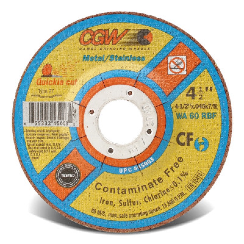 6"X.045X7/8" WA60-R-BFT27 QUICKIE CUT WHL-CGW CAMEL GRIND-421-45017