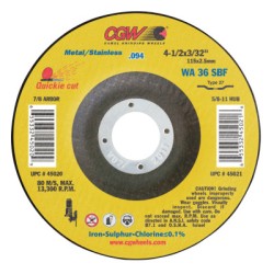 4-1/2X3/32X7/8 A36-S-BFT27 CUTOFF WHEEL-CGW CAMEL GRIND-421-45020