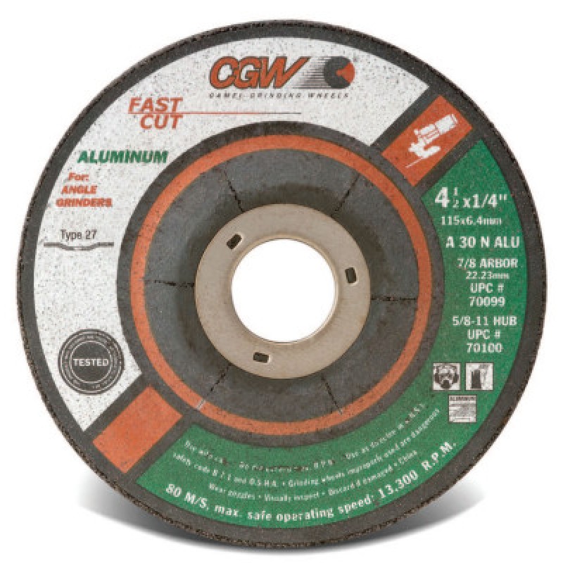 5" X 1/4 X 5/8-11 A30-N-ALU ALUMINUM T27-CGW CAMEL GRIND-421-70102