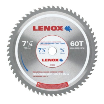 7-1/4" 60T ALUMINUM METAL CUTTING SAW BLADE-IRWIN-433-21882AL714060CT