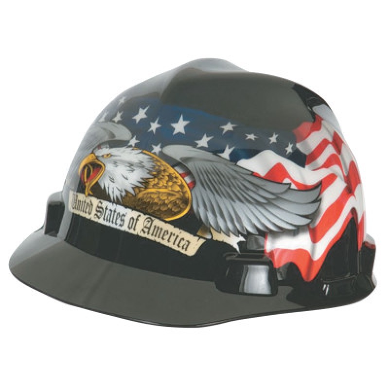STANDARD V GUARD CAP WITH AMERICAN FLAG/EAGLE-MINE SAFETY APP-454-10052947