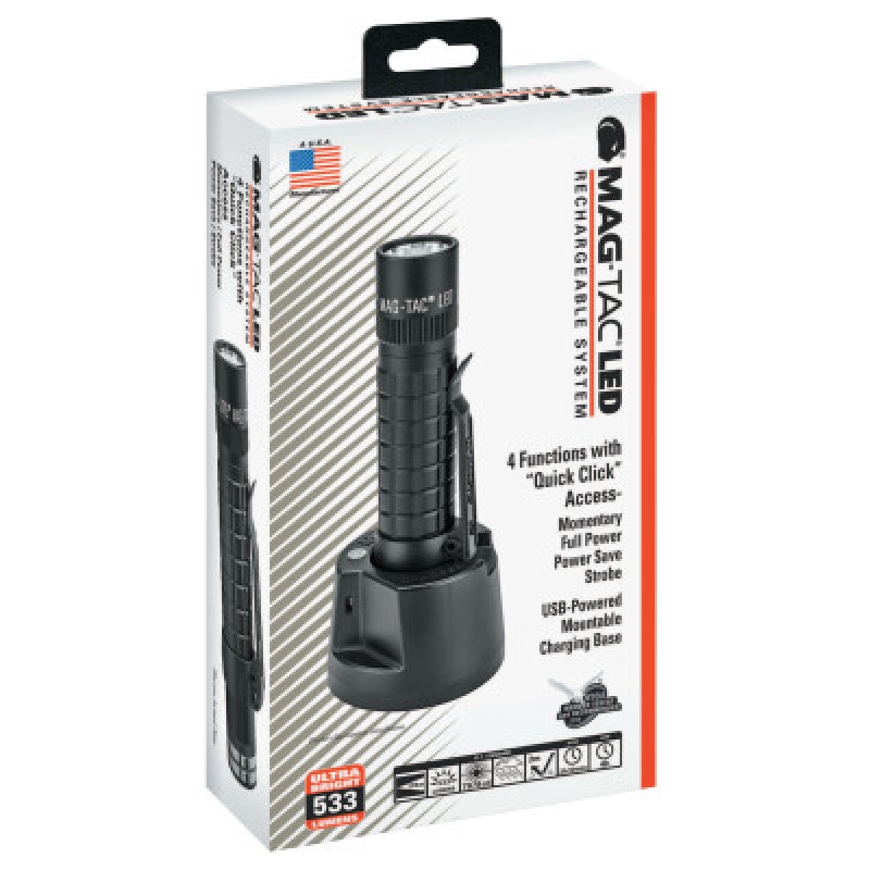 MAGLITE LED MAG TAC RECHARGEABLE  PLAIN BEZEL-MAG INSTRUMENTS-459-TRM1RE4