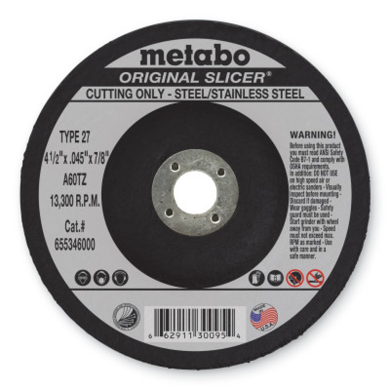 4-1/2"X.045X7/8" TYPE 27SLICER WHEEL A60TZ GRIT-METABO CORPORAT-469-55346