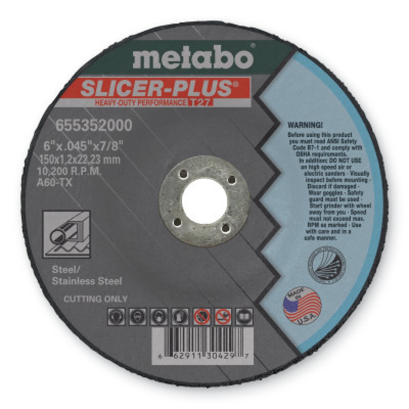 6" X7/8 X .045 ZA80 STAINLESS STEEL WHEEL-METABO CORPORAT-469-55352