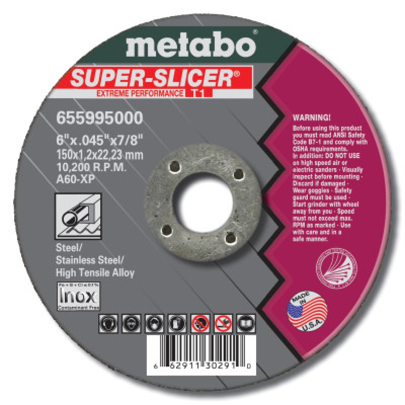 6"X.045X7/8" TYPE 1 SLICER WHEEL A60XP GRIT-METABO CORPORAT-469-55995