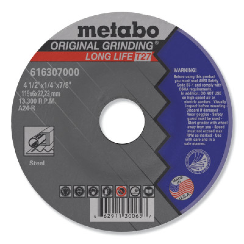 WHEEL 4-1/2 IN A24R NO.27 METABO 16307-METABO CORPORAT-469-16307