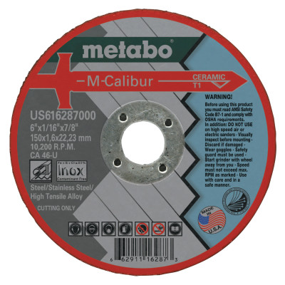 6X1/16X7/8 CA46U TYPE 1SLICER CUTTING WHEEL-METABO CORPORAT-469-US616287000