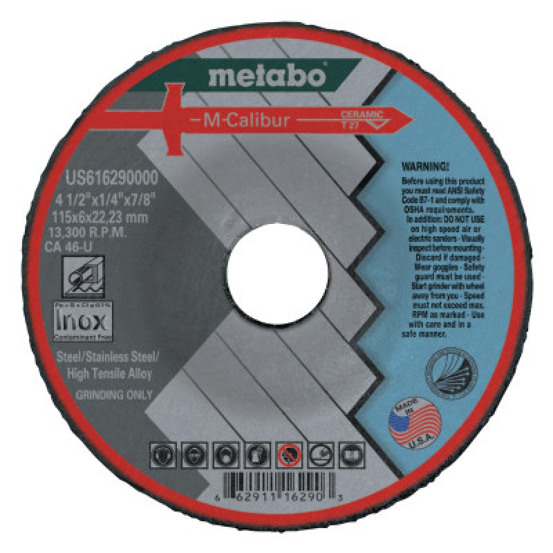 4-1/2X1/4X7/8 CA46U TYPE27 DEP. CNTR WHEEL-METABO CORPORAT-469-US616290000