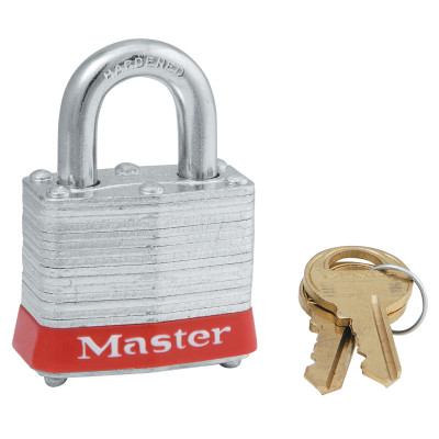 4 PIN TUMBLER PADLOCK KEYED ALIKE W/RED BUMPE-MASTER LOCK*470-470-3KARED-0774