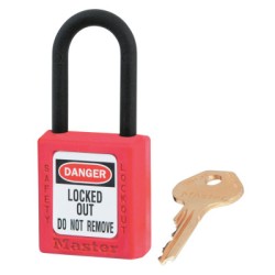 RED SAFETY DIELECTRIC PADLOCK; ZENEX BODY; PLAST-MASTER LOCK*470-470-406RED