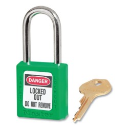 GREEN PLASTIC SAFETY PADLOCK  KEYED DIFFERENTLY-MASTER LOCK*470-470-410GRN