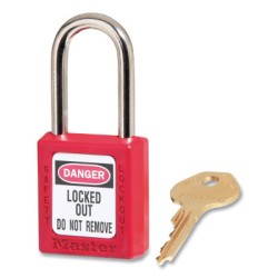 RED PLASTIC SAFETY PADLOCK  KEYED DIFFERENTLY-MASTER LOCK*470-470-410RED