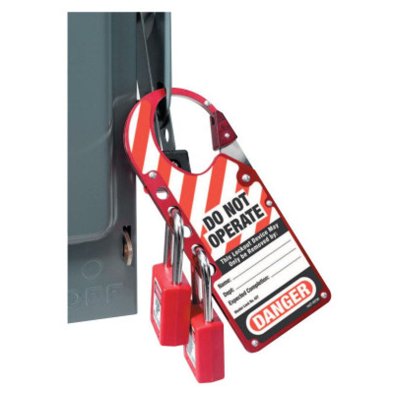 7"X2-7/8" LABELLED SAFETY LOCKOUT HASP RED-MASTER LOCK*470-470-427