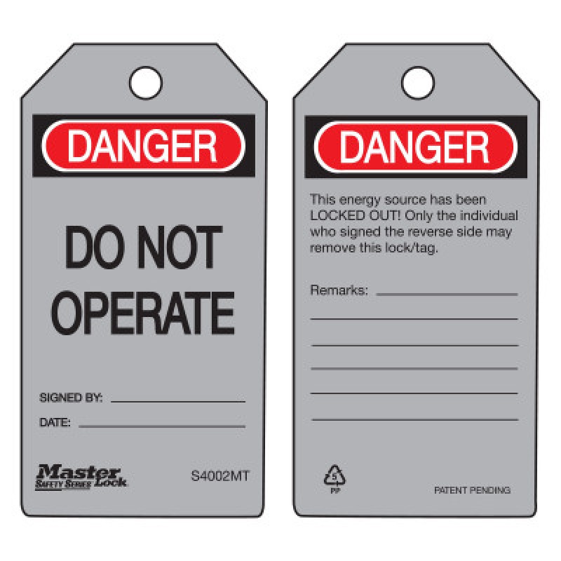 DO NOT OPERATE; METAL DETECTABLE SAFETY TAG-MASTER LOCK*470-470-S4002MT