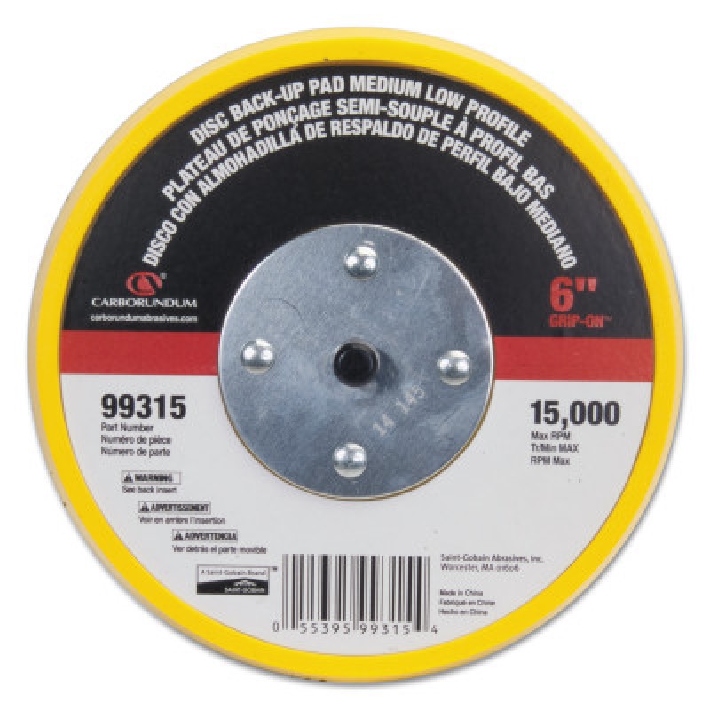 LOW PROFILE-MEDIUM 6" GRIP-ON BACK-UP PAD 15000-ST GOBAIN-544-481-05539599315