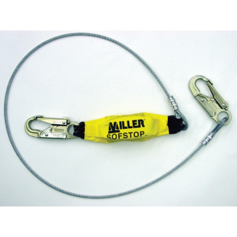 6' STEEL LANYARD W/SHOCK-ABSORBING PACK-HONEYWELL-SPERI-493-907LS/6FTYL