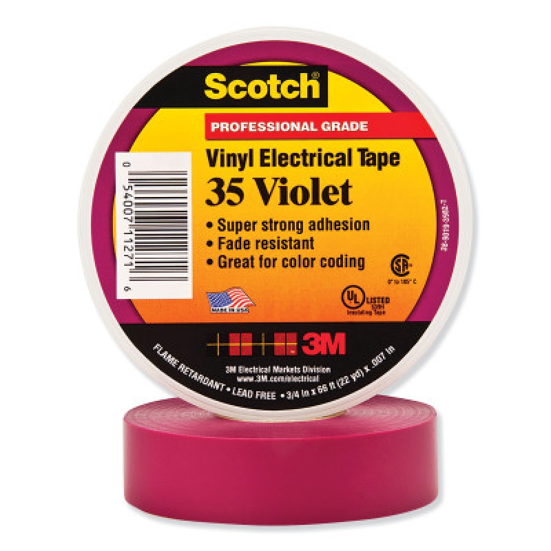 SCOTCH SUPER 35+ 3/4" X66' VIOLET VIN ELEC TAPE-3M COMPANY-500-112716