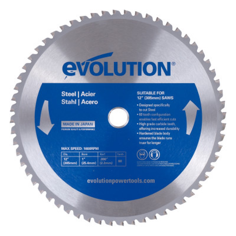 STEEL CUTTING BLADE 12"-EVOLUTION POWER-510-12BLADEST